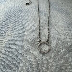 Disney Silver Textured Circle Pendant Necklace